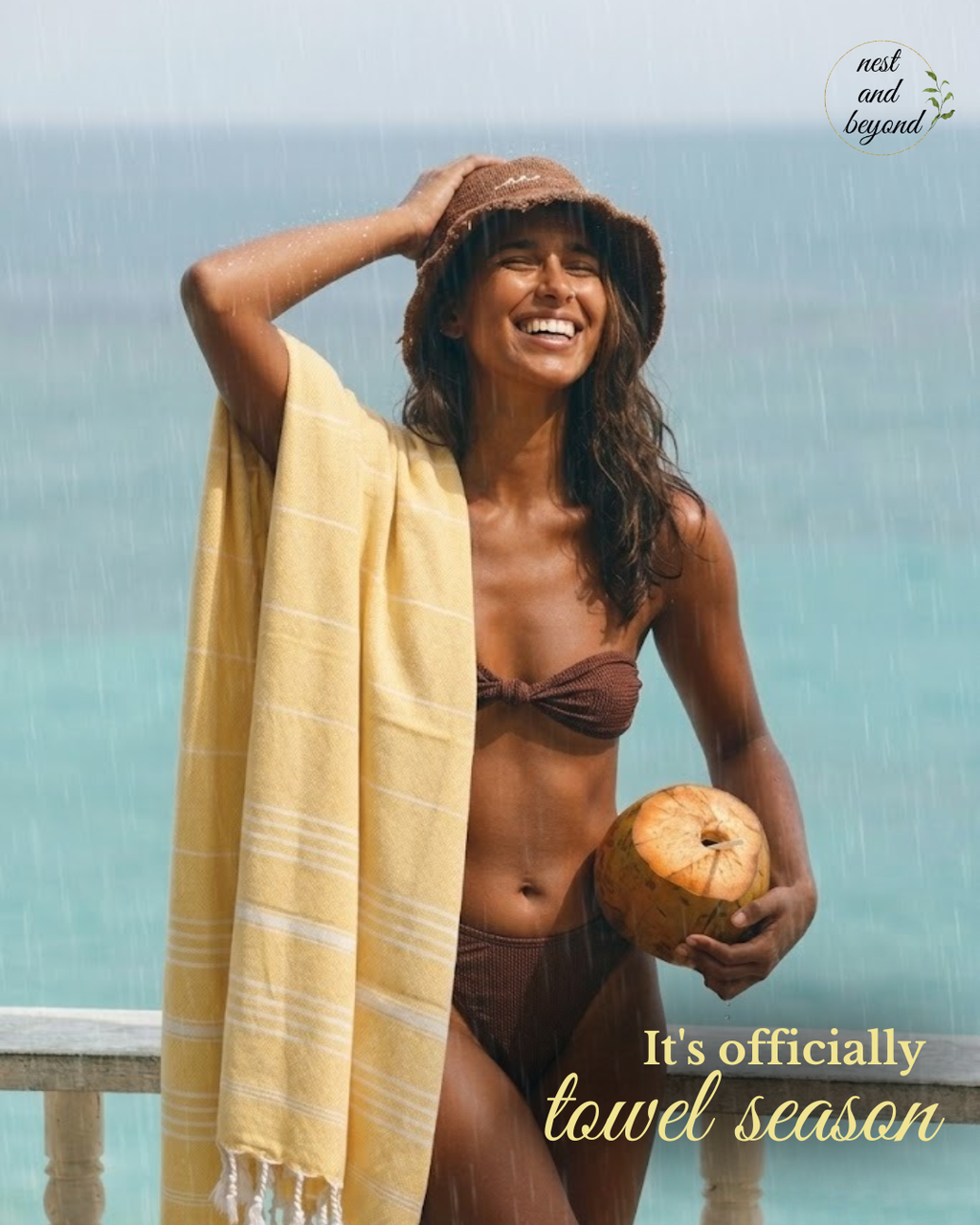 'Yellow Minimalist' Bamboo towel