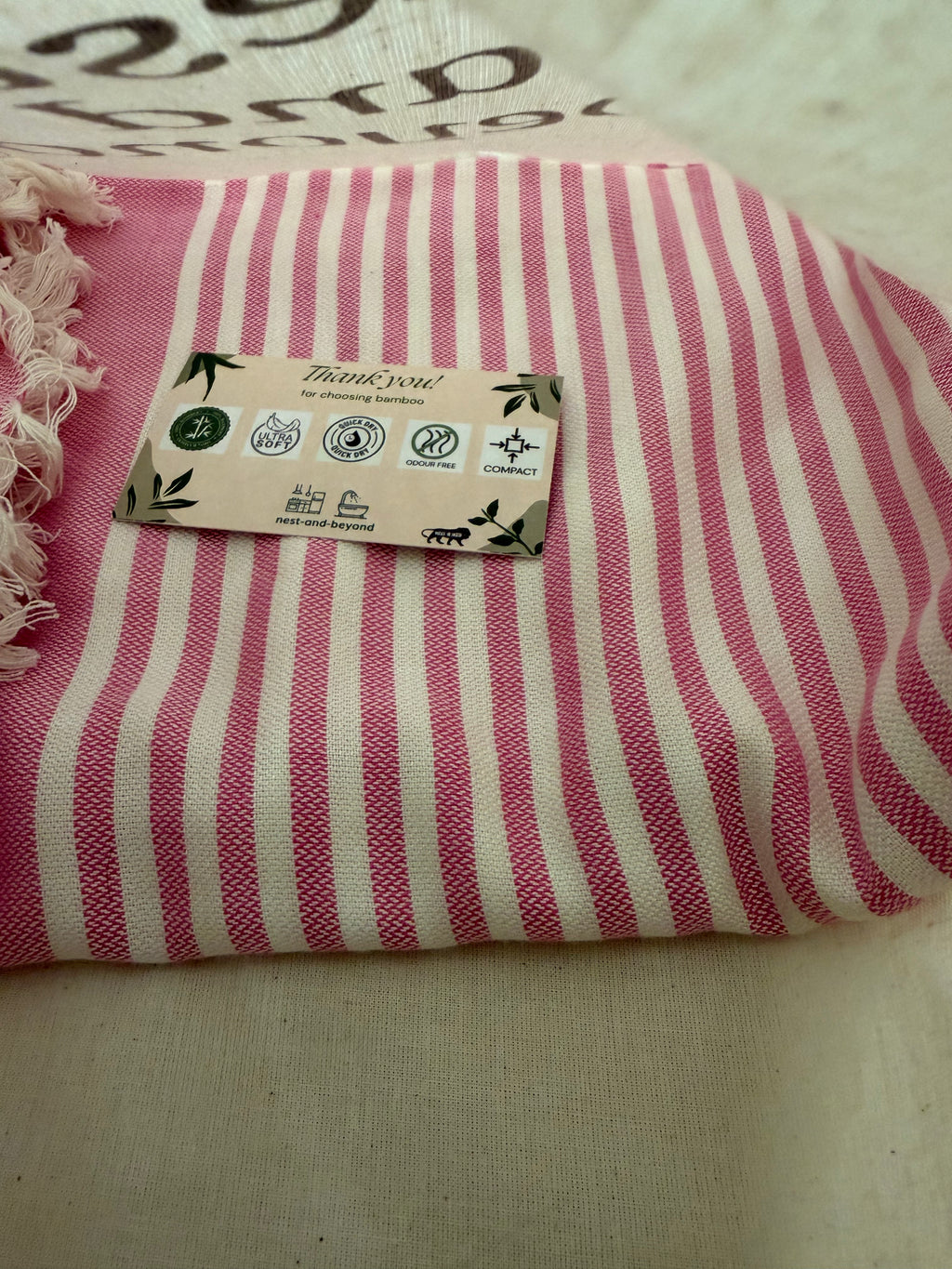 'Pink Striped' Bamboo towel