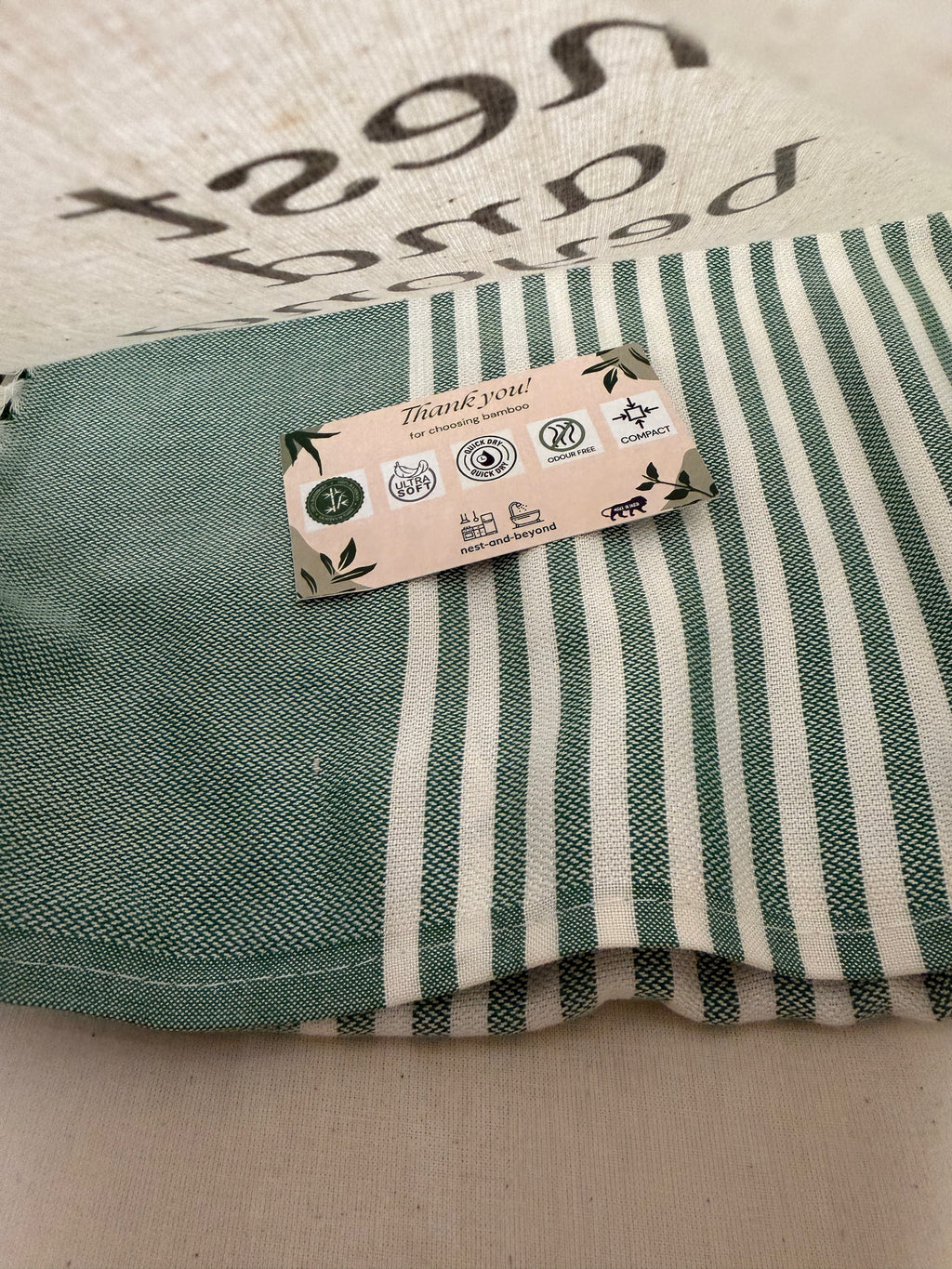 'Green Striped' Bamboo towel