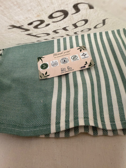 'Green Striped' Bamboo towel