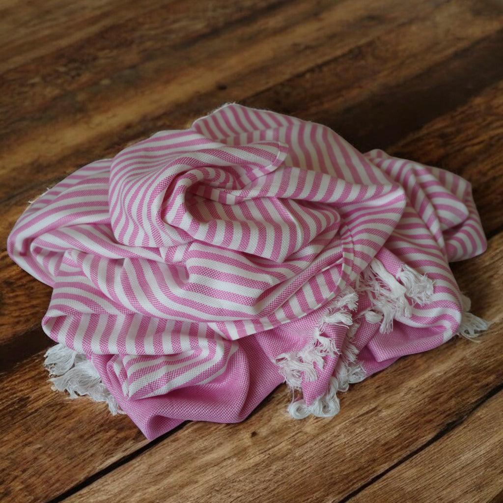 'Pink Striped' Bamboo towel