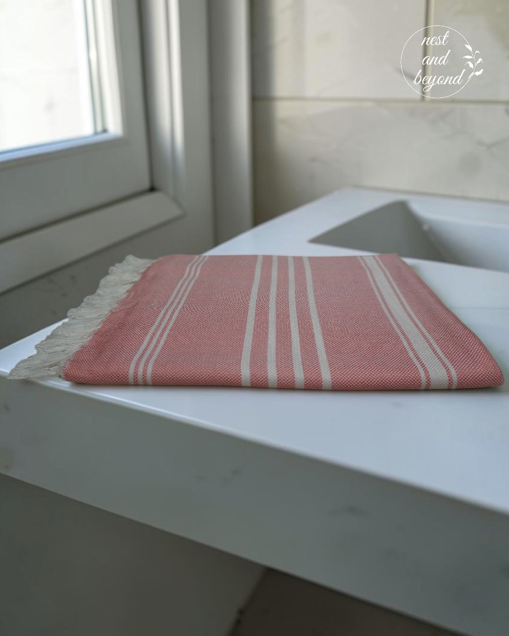 'Salmon Pink Minimalist' Bamboo towel