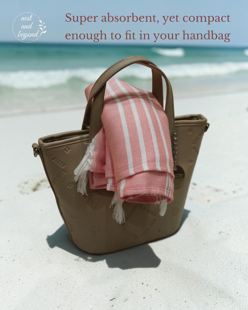 'Salmon Pink Minimalist' Bamboo towel
